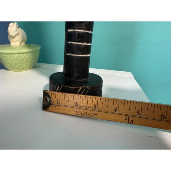 African Ghana Tribal Wood Face Carving Sculpture Handcrafted Decor Vntg Art - Picture 7 of 7